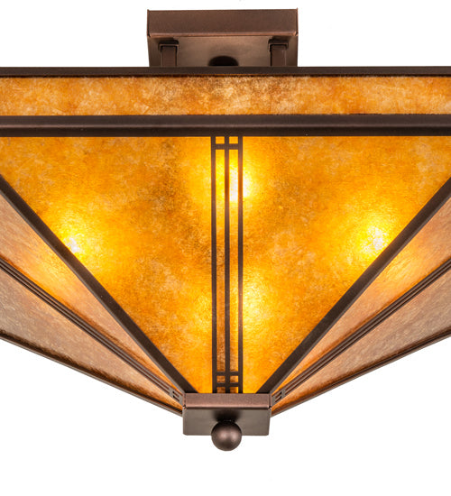 Meyda Tiffany - 243280 - Four Light Flushmount - Prairie Loft - Mahogany Bronze