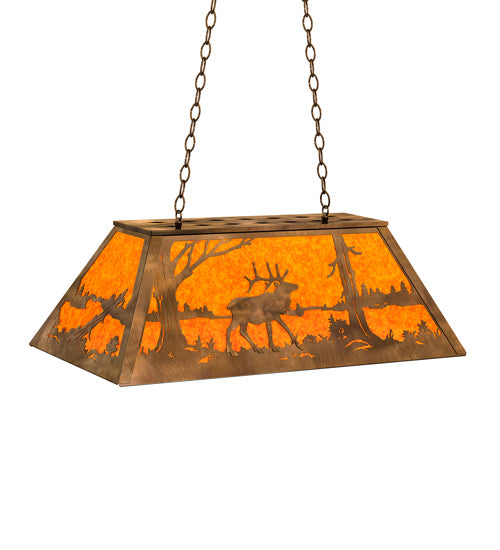 Meyda Tiffany - 51895 - Six Light Pendant - Elk At Lake - Antique Copper