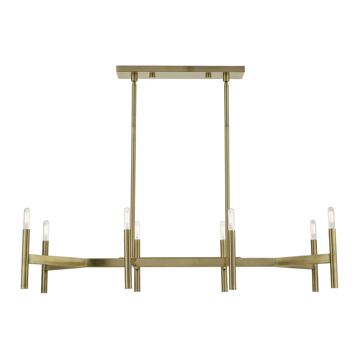 Livex Lighting - 51178-01 - Eight Light Linear Chandelier - Copenhagen - Antique Brass