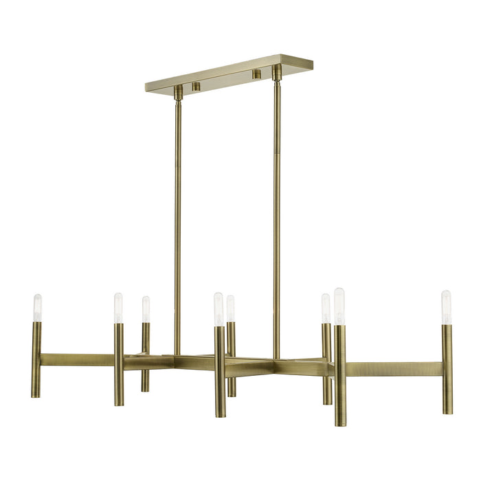 Livex Lighting - 51178-01 - Eight Light Linear Chandelier - Copenhagen - Antique Brass