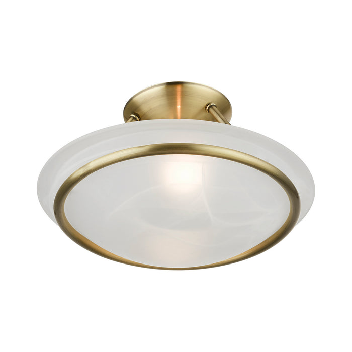 Livex Lighting - 4823-01 - Two Light Semi-Flush Mount - Newburgh - Antique Brass
