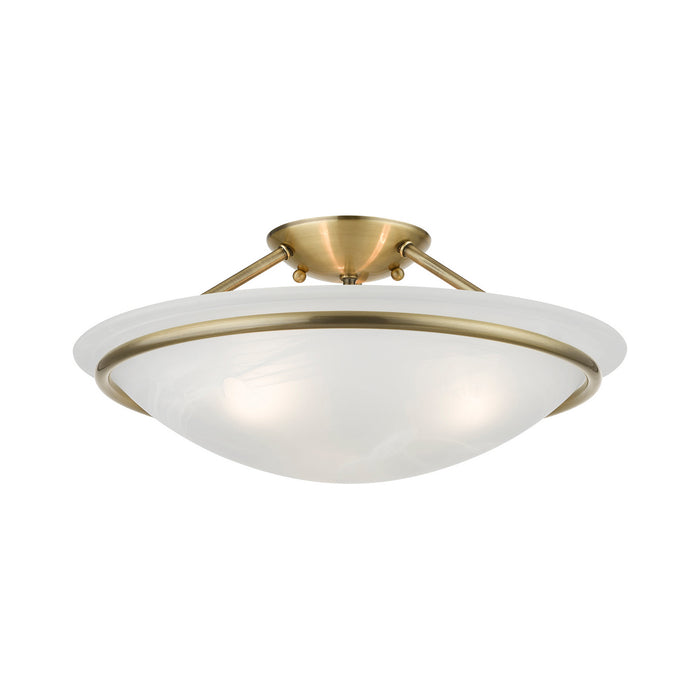 Livex Lighting - 4824-01 - Three Light Semi-Flush Mount - Newburgh - Antique Brass