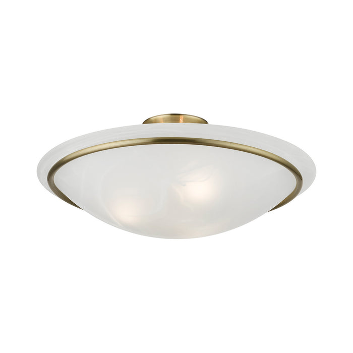 Livex Lighting - 4825-01 - Three Light Semi-Flush Mount - Newburgh - Antique Brass