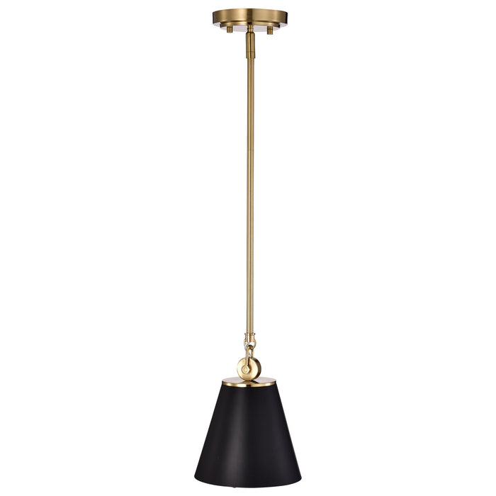 Nuvo Lighting - 60-7408 - One Light Pendant - Dover - Black / Vintage Brass