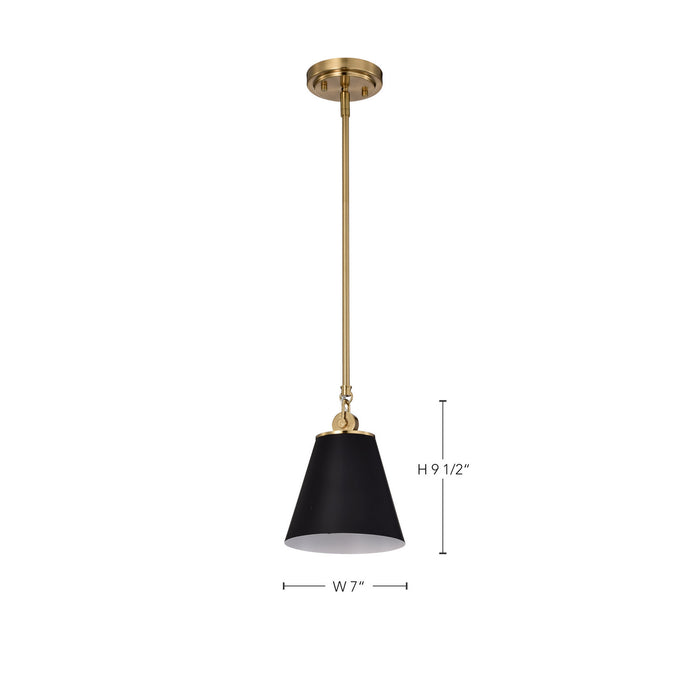 Nuvo Lighting - 60-7408 - One Light Pendant - Dover - Black / Vintage Brass