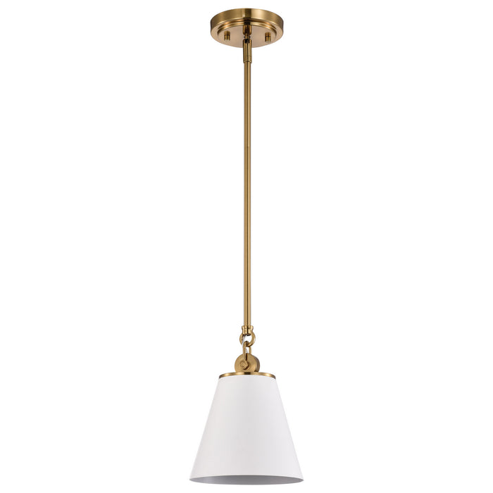 Nuvo Lighting - 60-7409 - One Light Pendant - Dover - White / Vintage Brass