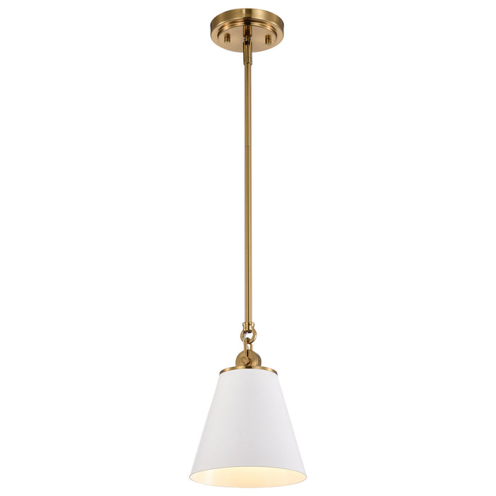 Nuvo Lighting - 60-7409 - One Light Pendant - Dover - White / Vintage Brass