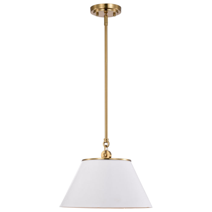 Nuvo Lighting - 60-7412 - One Light Pendant - Dover - White / Vintage Brass