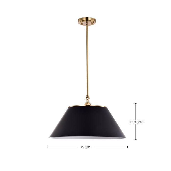Nuvo Lighting - 60-7414 - Three Light Pendant - Dover - Black / Vintage Brass