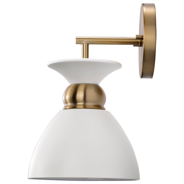 Nuvo Lighting - 60-7459 - One Light Wall Sconce - Perkins - Matte White / Burnished Brass