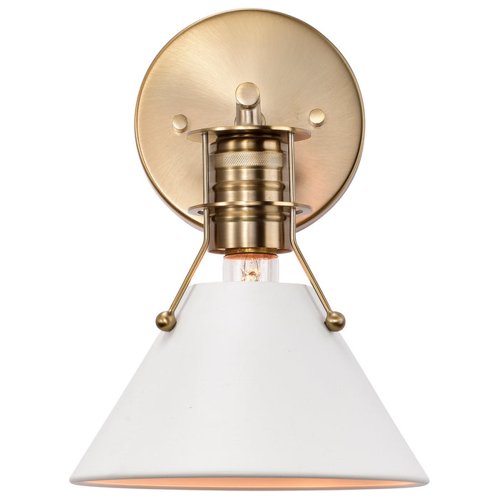 Nuvo Lighting - 60-7520 - One Light Wall Sconce - Outpost - Matte White / Burnished Brass