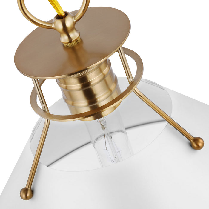 Nuvo Lighting - 60-7522 - One Light Pendant - Outpost - Matte White / Burnished Brass