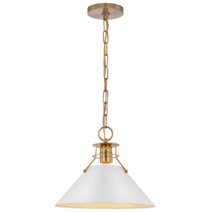 Nuvo Lighting - 60-7524 - One Light Pendant - Outpost - Matte White / Burnished Brass