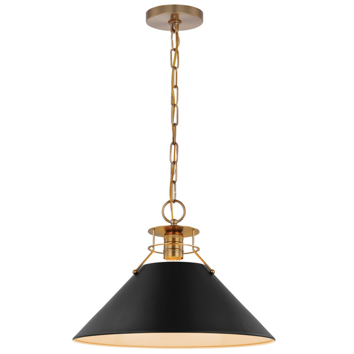 Nuvo Lighting - 60-7525 - One Light Pendant - Outpost - Matte Black / Burnished Brass