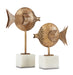 Currey and Company - 1200-0513 - Fish Set of 2 - Antique Brass/White