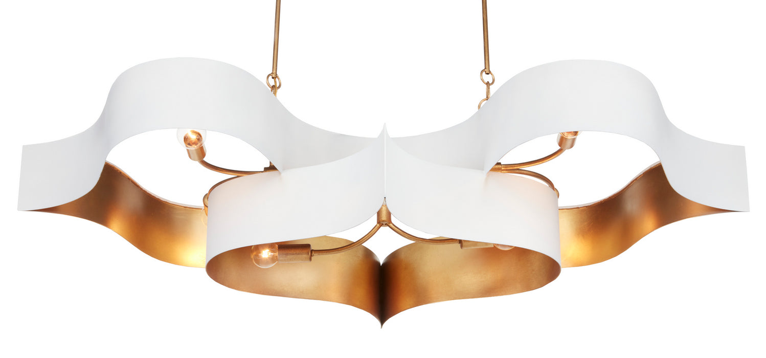 Currey and Company - 9000-0854 - Six Light Chandelier - Sugar White/Contemporary Gold Leaf