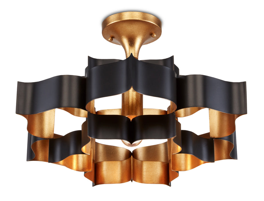 Currey and Company - 9000-0855 - One Light Chandelier - Satin Black/Contemporary Gold Leaf