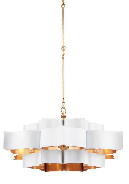 Currey and Company - 9000-0857 - Six Light Chandelier - Sugar White/Comtemoprary Gold Leaf