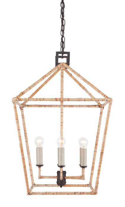 Currey and Company - 9000-0874 - Six Light Lantern - Mole Black/Natural Rattan