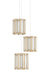 Currey and Company - 9000-0889 - Three Light Pendant - Antique Brass/White/Painted Silver
