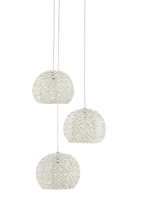 Currey and Company - 9000-0910 - Three Light Pendant - White/Painted Silver