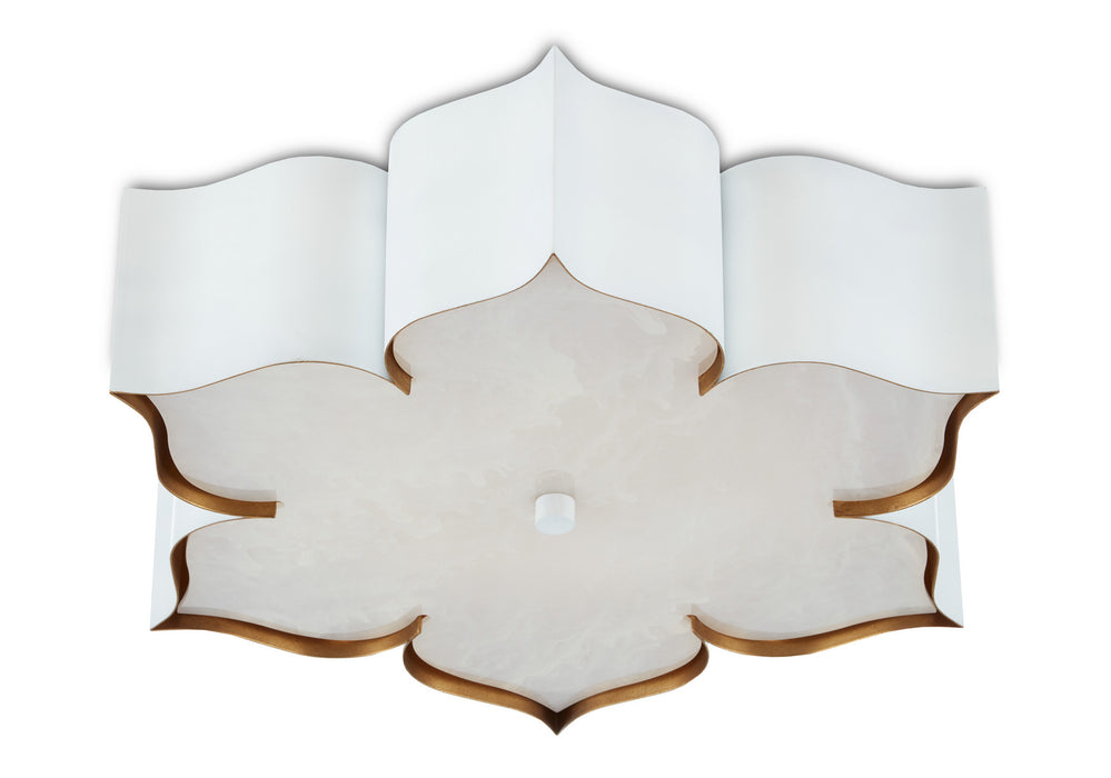 Currey and Company - 9999-0059 - Two Light Flush Mount - Sugar White/ Coontemporary Gold Leaf