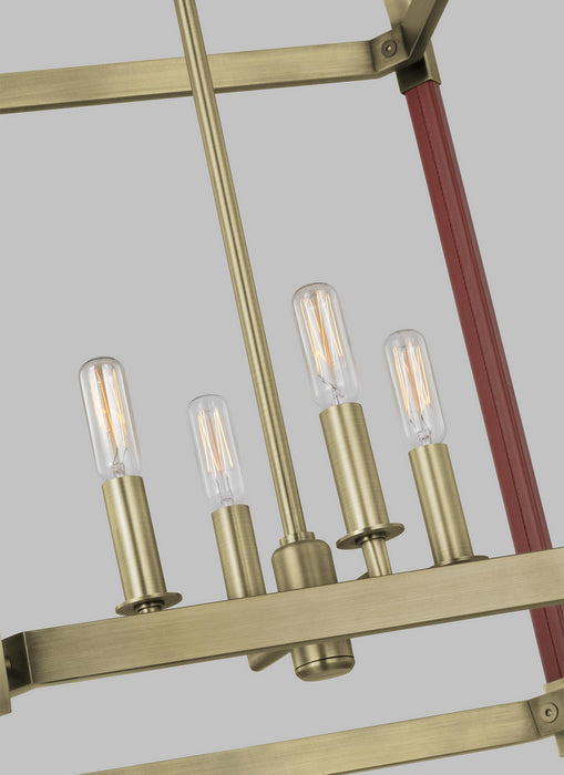Generation Lighting - LC1144TWB - Four Light Lantern - Hadley - Time Worn Brass