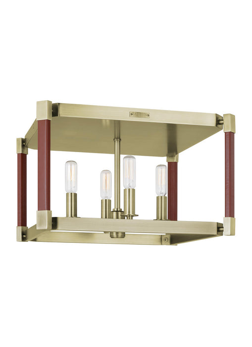 Generation Lighting - LF1034TWB - Four Light Flush Mount - Hadley - Time Worn Brass