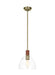 Generation Lighting - LP1041TWBCG - One Light Pendant - Hadley - Time Worn Brass