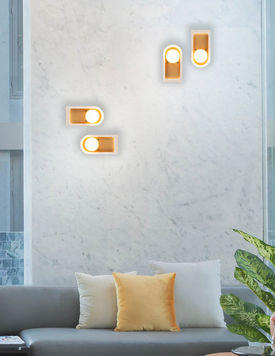 Justice Designs - CER-3010-MTGD - One Light Wall Sconce - Ambiance Collection - Matte White with Champagne Gold internal finish