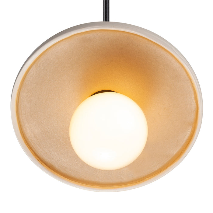 Justice Designs - CER-6325-MTGD-MBLK-BKCD - One Light Pendant - Radiance Collection - Matte White with Champagne Gold internal finish