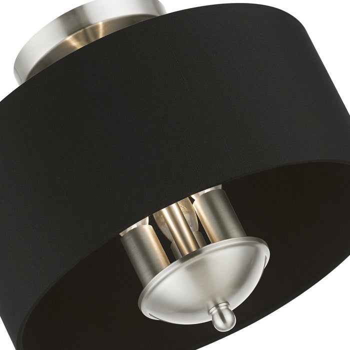 Livex Lighting - 40111-91 - Three Light Semi-Flush Mount - Huntington - Brushed Nickel