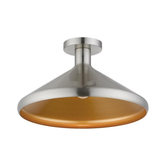 Livex Lighting - 40950-91 - One Light Semi-Flush Mount - Geneva - Brushed Nickel