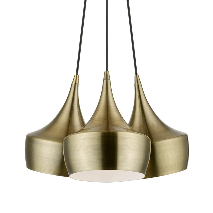 Livex Lighting - 40993-01 - Three Light Pendant - Waldorf - Antique Brass