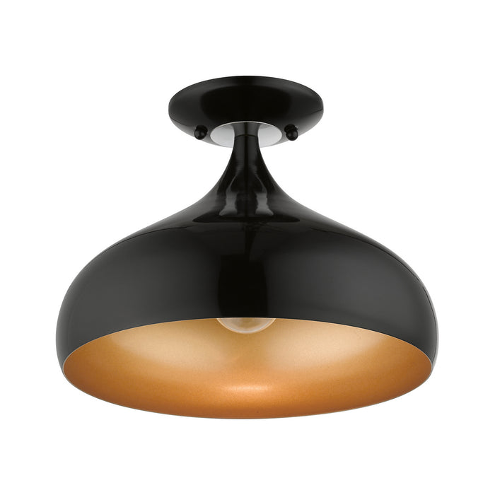 Livex Lighting - 41050-68 - One Light Semi-Flush Mount - Amador - Shiny Black w/ Polished Chromes