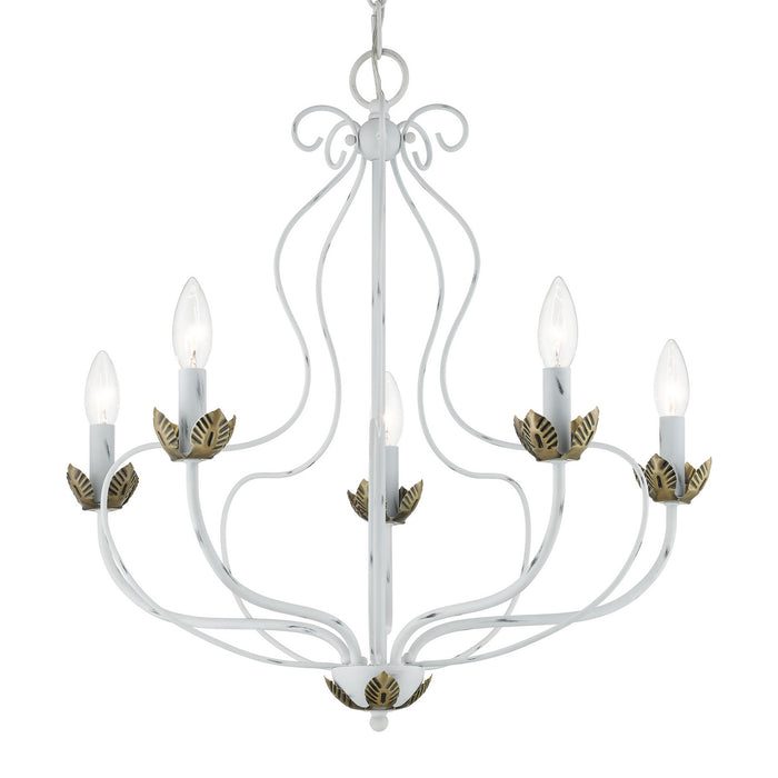 Livex Lighting - 42905-60 - Five Light Chandelier - Katarina - Antique White w/ Antique Brasss