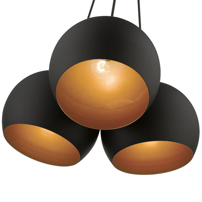 Livex Lighting - 43393-04 - Three Light Pendant - Piedmont - Black w/ Brushed Nickels