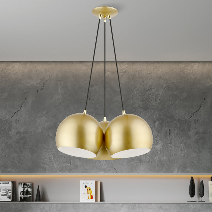 Livex Lighting - 43393-33 - Three Light Pendant - Piedmont - Soft Gold w/ Polished Brasss