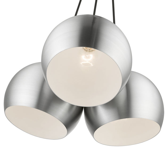 Livex Lighting - 43393-66 - Three Light Pendant - Piedmont - Brushed Aluminum w/ Polished Chromes