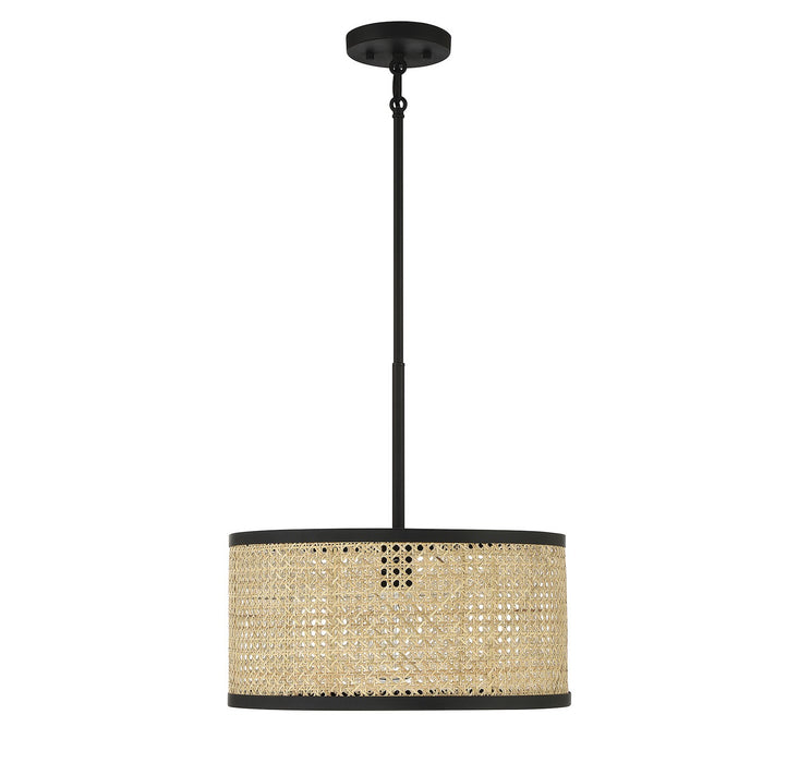 Meridian - M7018MBK - One Light Pendant - Natural Cane with Matte Black