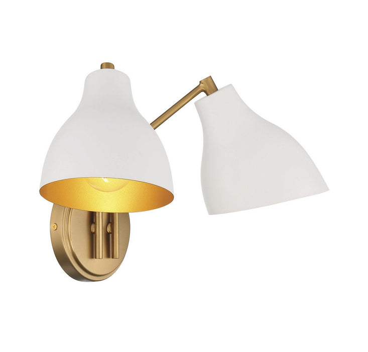 Meridian - M90075WHNB - Two Light Wall Sconce - White with Natural Brass