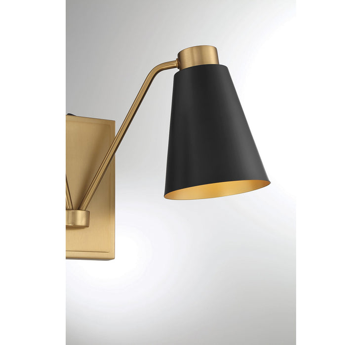 Meridian - M90076MBKNB - Two Light Wall Sconce - Matte Black with Natural Brass
