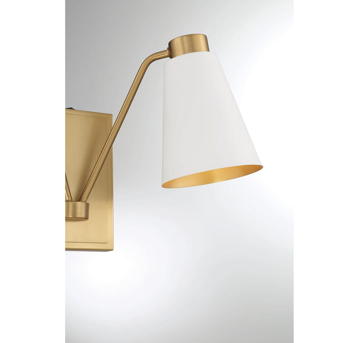 Meridian - M90076WHNB - Two Light Wall Sconce - White with Natural Brass
