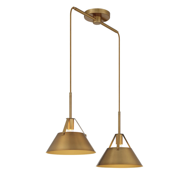 Meridian - M100107NB - Two Light Chandelier - Natural Brass