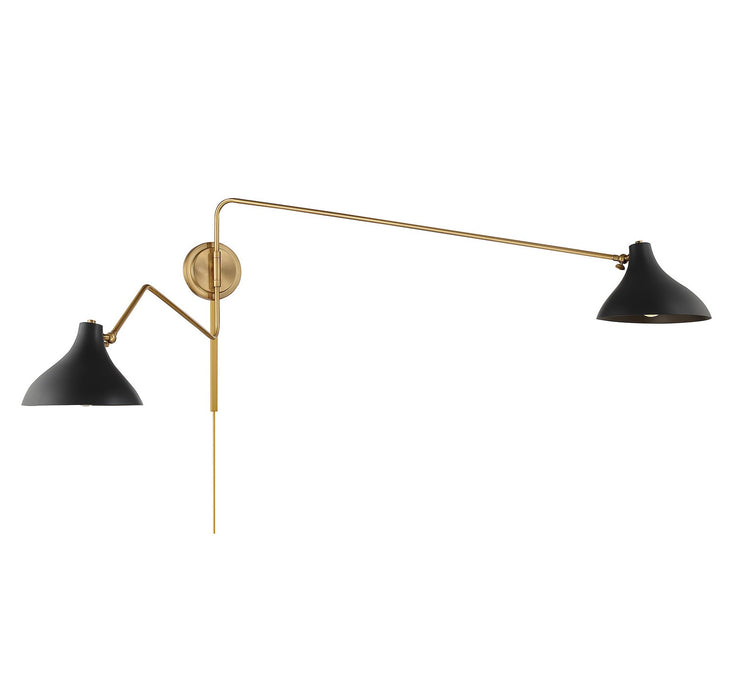 Meridian - M90088MBKNB - Two Light Wall Sconce - Matte Black with Natural Brass