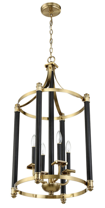 Craftmade - 54834-FBSB - Four Light Foyer Pendant - Stanza - Flat Black/Satin Brass