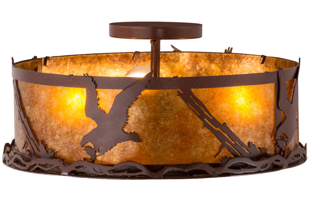 Meyda Tiffany - 250694 - Three Light Flushmount - Strike Of The Eagle - Red Rust