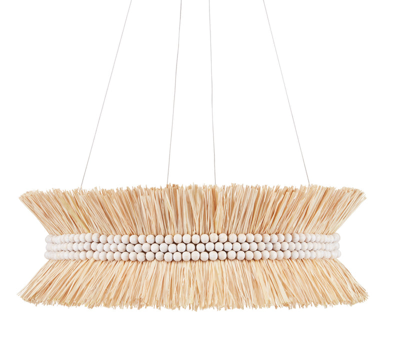 Currey and Company - 9000-0875 - Six Light Chandelier - Sugar White/Natural Raffia