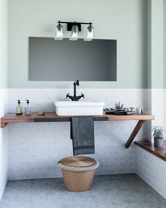 Alora - VL638221MBCL - Three Light Bathroom Fixtures - Addison - Matte Black/Clear Glass