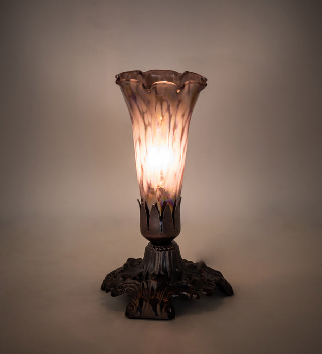 Meyda Tiffany - 14358 - One Light Accent Lamp - Purple Iridescent Pond Lily - Mahogany Bronze